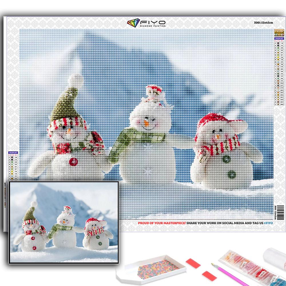 Алмазная картина Рождественская елка Санта-Снеговик Вышивка крестом Стразы Домашний декор