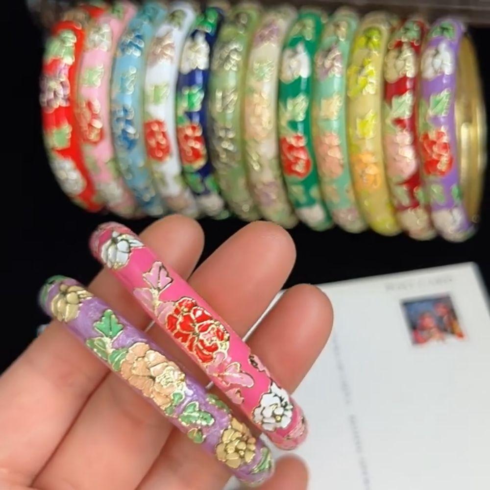 Double Bangle Chinese Cloisonne Bracelet Traditional Women's Hand Bracelet Jewelry Gifts