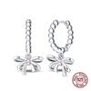 New Earring For Women 925 Silver Sparkling Cordate Zircon Pink Bow Princess Double Hoop Earrings Luxury Festival Party Jewelry
