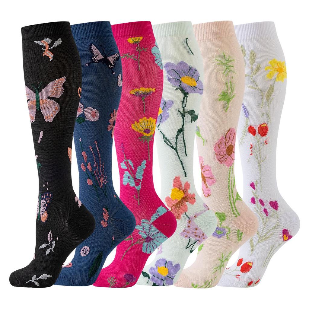 Осенние женские европейские и американские спортивные компрессионные гольфы до колена, высокоэластичные утягивающие гольфы для икр