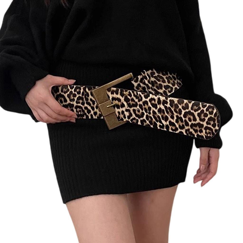 Animal Print Belt Trendsetting Leopard Wide Waistband Daily Use Waist Belt for Fashion Enthusiasts