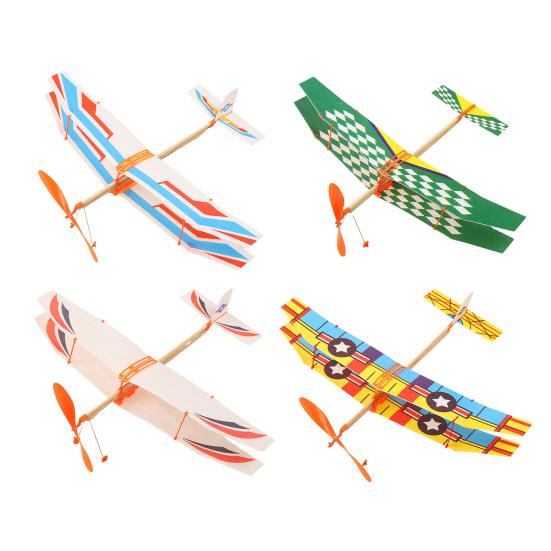 1/2/4 шт., модель самолета с резиновым приводом, детский развивающий метательный планер, самолет для малышей, мальчиков и девочек, уличный деревянный летающий самолет, игрушка