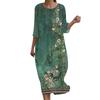 Women's Fashionable Printed Round Neck Seven Quarter Sleeve Loose Dress