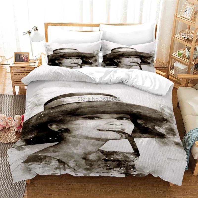 Audrey Hepburn 3D Duvet Cover Set with Pillowcase Printed Bedding Set Single Double Twin Full Queen King Size for Bedroom Decor