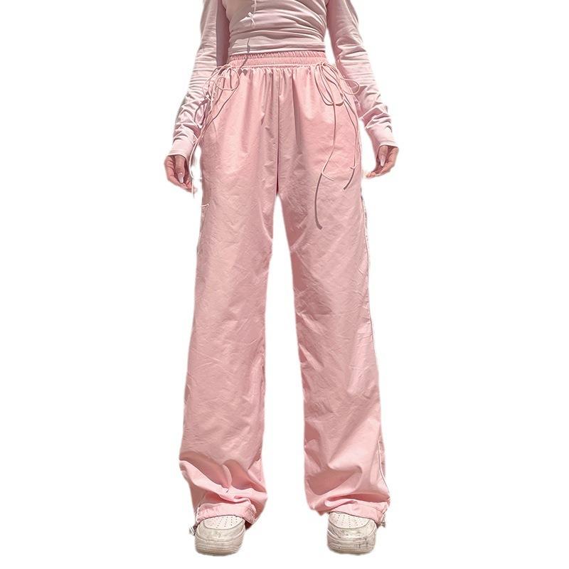 Новая свободная уличная одежда, повседневные мешковатые брюки для бега, широкие брюки-карго с завязками и низкой талией, женские брюки-карго 704