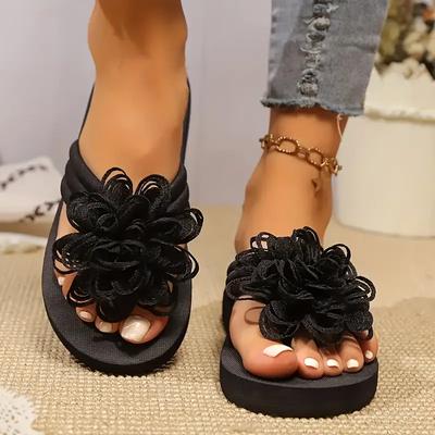Модные летние женские сандалии Модные шлепанцы с бантом Женские плоские нескользящие шлепанцы Повседневная уличная обувь на толстой подошве Женская пляжная обувь