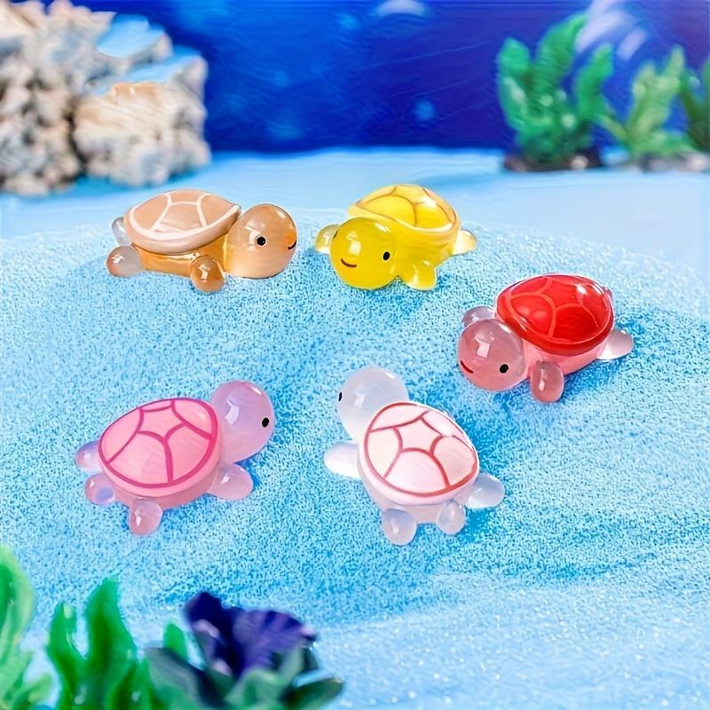 20-Pack Luminous Mini Resin Turtle Statues for Ocean Theme Party Decorations and DIY Garden Micro Landscape Bead Crafts