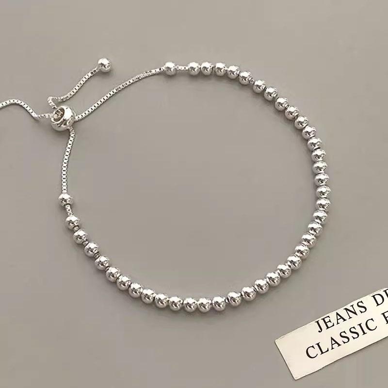 Sparking Double Layer Bracelets for Women Girls Vintage 925 Sterling Copper Small Beads Chain Bracelet Daily Wear Zircon Gifts