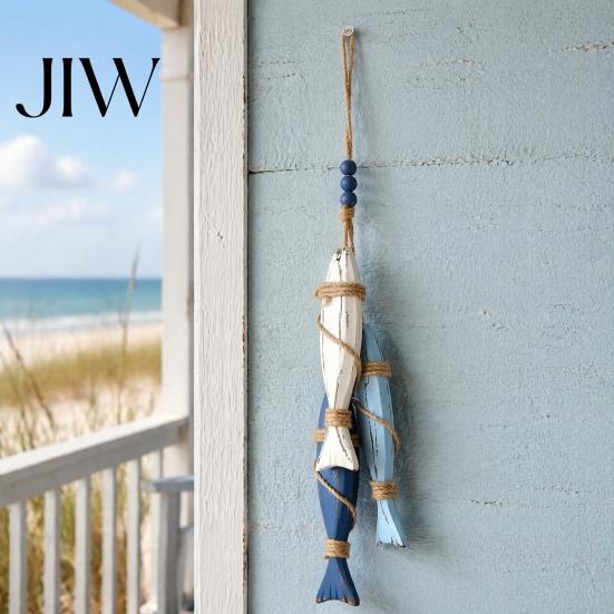 Beach House Wall Ornaments 1/2Pcs Bohemian Wooden Starfish Hanging Decoration, Handmade Fish Ornament, Coastal Home Decorations Nautical Art