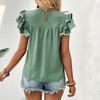 YYFS Женские модные повседневные однотонные блузки и рубашки с короткими рукавами и круглым вырезом с принтом