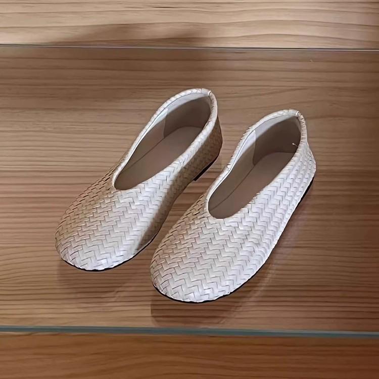 Версия из овчины~ Корейская версия нишевый дизайн мягкая кожа легкие накладные туфли удобные плетеные туфли бабушкины туфли женские туфли одиночные туфли женщины