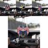 Vintage Acrylic Rose Butterfly Car Rearview Mirror Ornament With American Flag Design