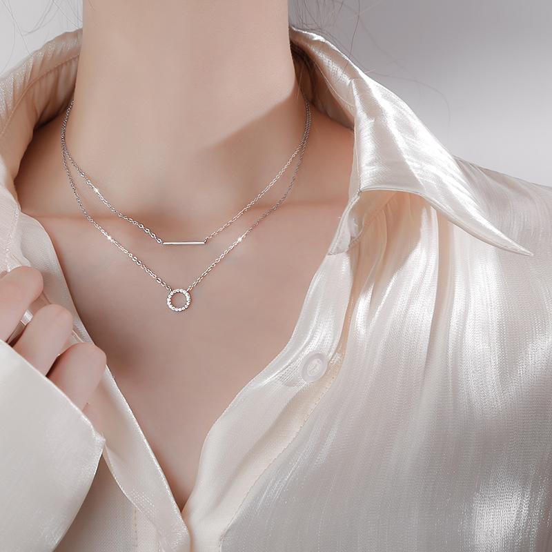 Двухслойное ожерелье, женская цепочка на ключицу, простой темперамент, кулон с нишевым дизайном, высококачественная летняя цепочка на шею