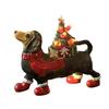 Dachshund Christmas Decor Resin Dog Figurine with Scarf Boots Lighted Blow Mold Xmas Tree Holiday Ornament