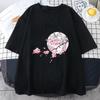 Japanese Sakura Tshirts Summer Original Print Anime Cartoon Secondary Short-sleeved Unisex and Women Trendy Couples Clothing Cute Unisex T-shirt