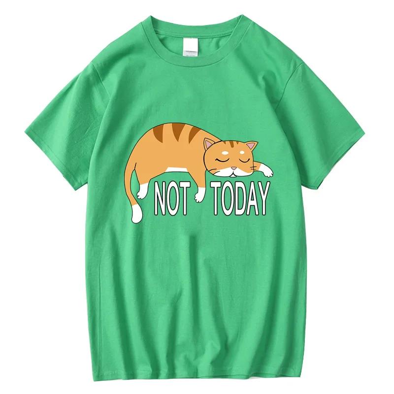 Летняя мужская футболка высокого качества 100% хлопок забавный ленивый кот принт повседневные крутые свободные футболки с круглым вырезом с графикой для мужчин топы