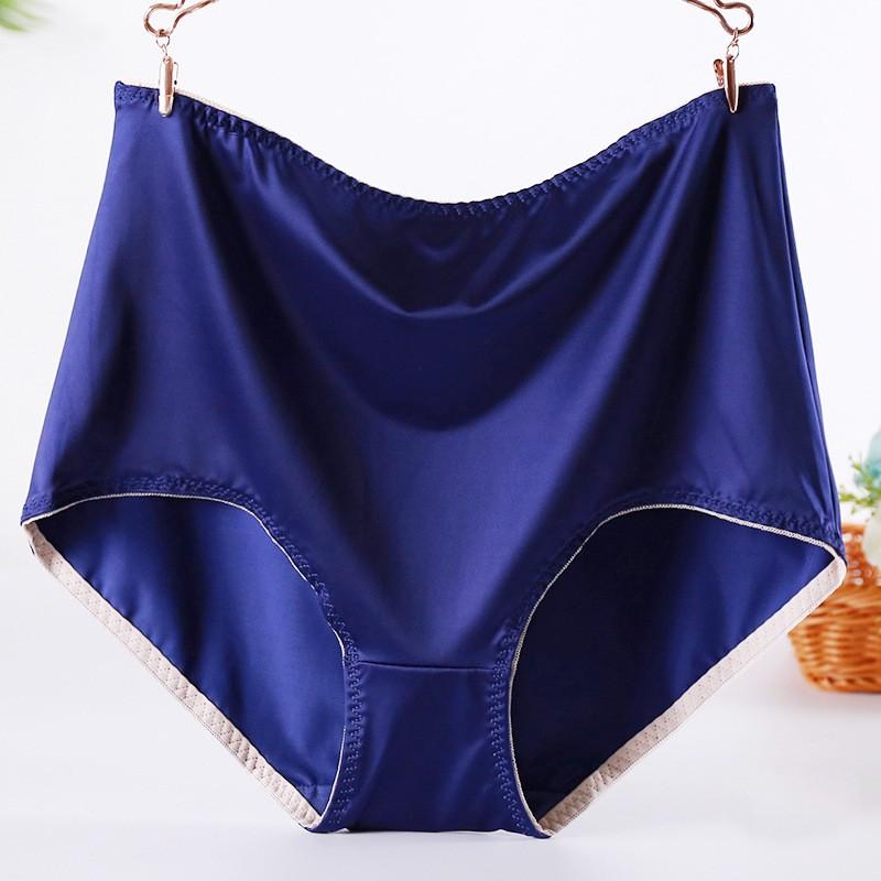 Женские атласные трусики большого размера, дышащие удобные трусы, женские приятные для кожи трусы с высокой талией