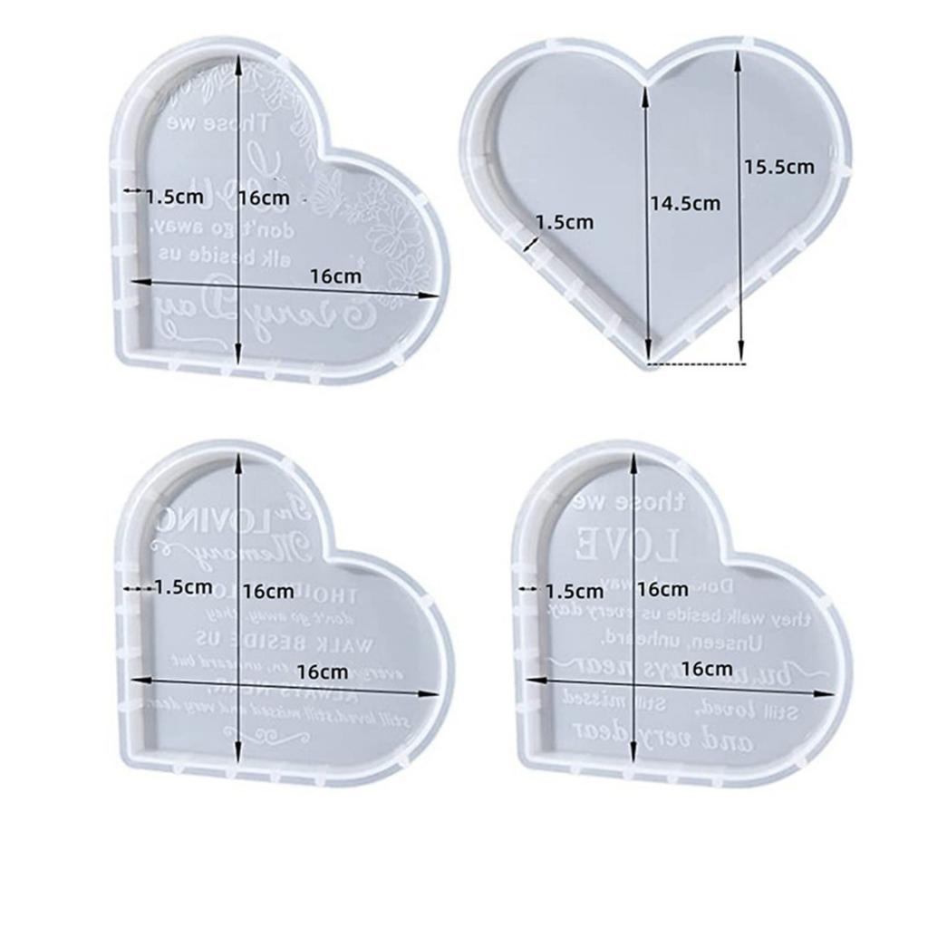 4pcs/set Heart Tray Silicone Molds Jewelry Coaster Casting Resin Crafts Making