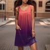 Ladies' Casual And Fashionable Round Neck Sleeveless Loose Printing Pocket Dress