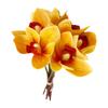 6 Stem Faux Orchid Decor 3D Printed Silk Flowers Iron Wire Stem Orchid Floral Decorations for Weddings Parties Yellow