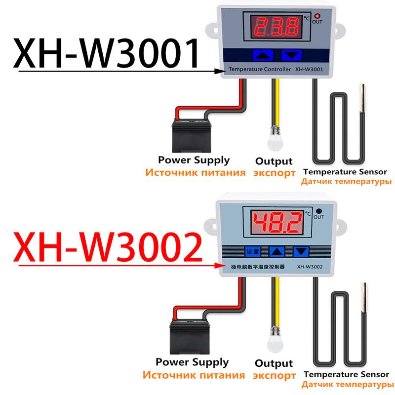 W3001 W3002 12V 24V 110V 220V Светодиодный цифровой контроллер температуры Термостат Термометр Инкубатор Холодильник Нагрев Охлаждение Обогреватель