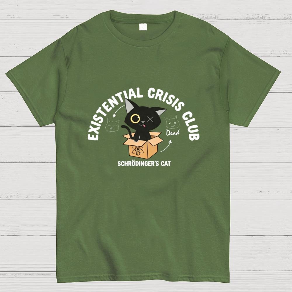 Existential Crisis ClubSchrödinger Cat Art Print Cotton Casual Cool Loose T-Shirt