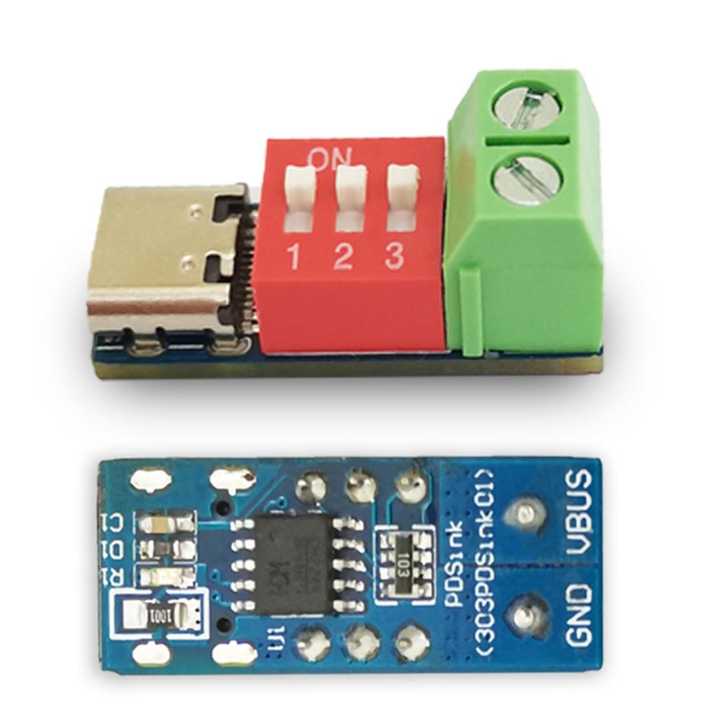 Плата-обманка для быстрой зарядки QC PD PDSink 5-20 В, модуль-обманка PD, штекер USB Type-C, разъем для зарядки, регулировка кодом набора