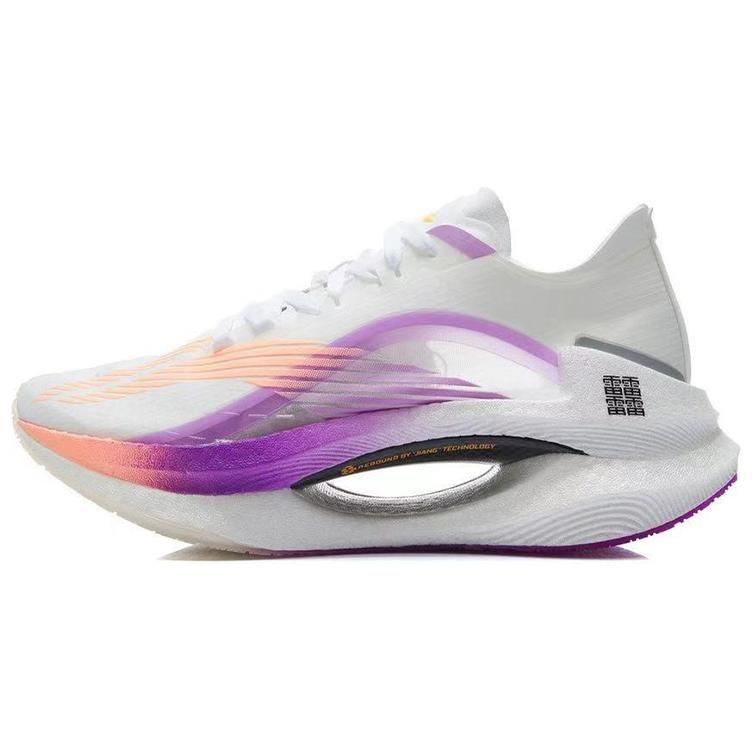 Li Ning Кроссовки для бега с амортизацией Shadow Fabric, нескользящие, износостойкие, низкие, женские, бело-фиолетовые ARHQ262-3