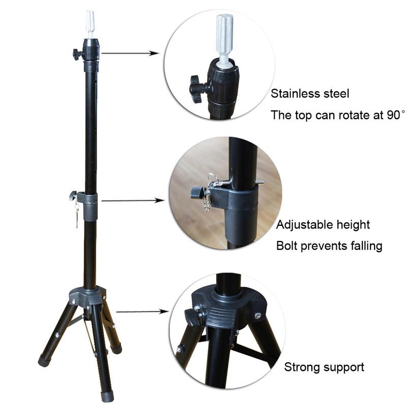 Black Tripod for Wigs Head Stand Adjustable Wig Stand for Mannequin Training Head Holder Hairdressing Clamp Tripod Stand