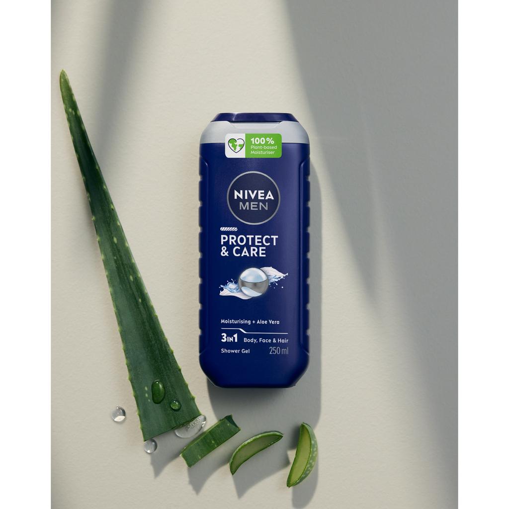 Nivea Men Protect & Care 3W1 Żel Pod Prysznic Męski Do Twarzy, Ciała I Włosów 250 Ml