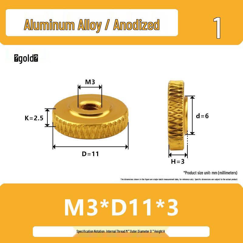 Алюминиевый сплав Ручная затяжка Рифленая ступенчатая гайка (M3-M10)