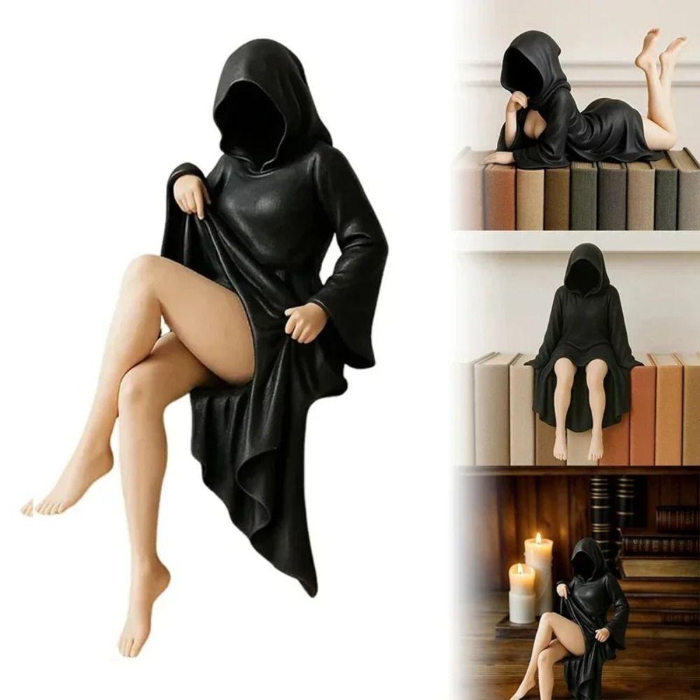 PLA 3D Mysterious Statue Black Robe Desktop Ornaments New Bookshelf Sculpture Halloween Decor