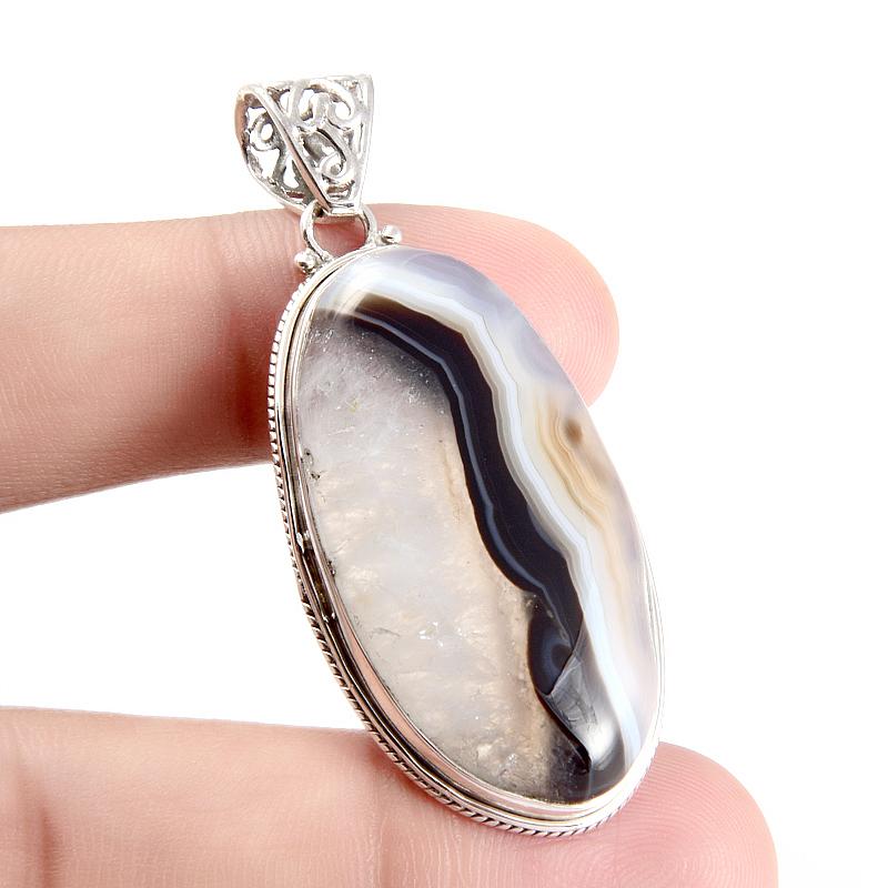 Подвеска из натурального монтано-агата из стерлингового серебра 925 пробы 2,1 дюйма b5N64