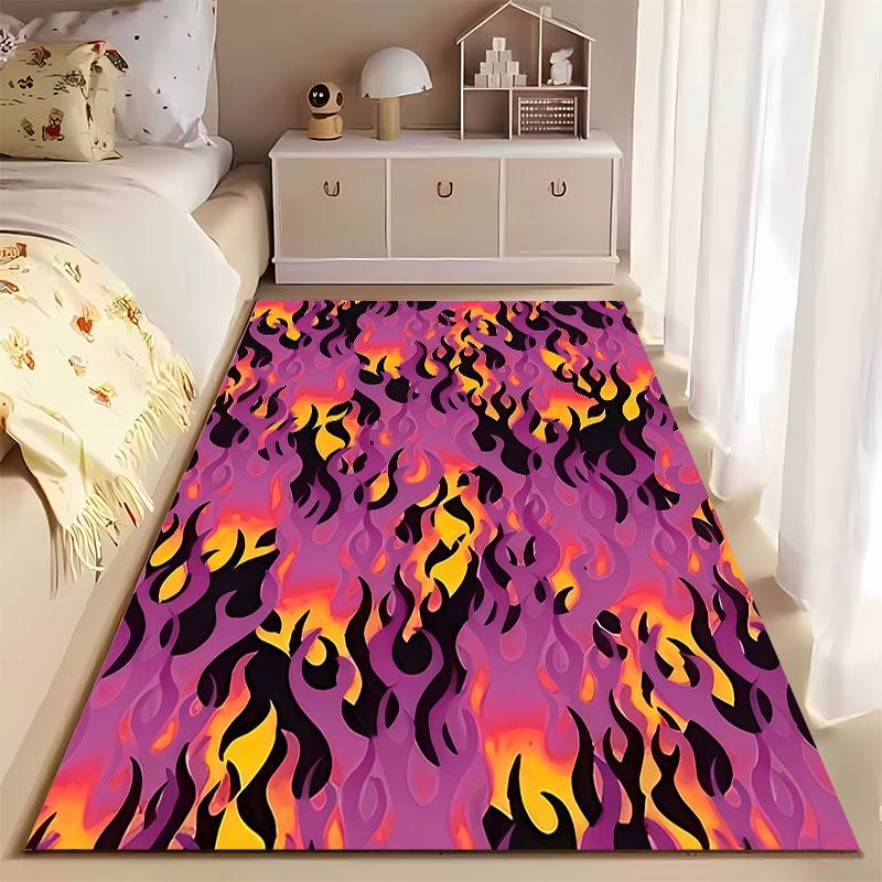 Fiery Flame Pattern Carpet suitable as a non-slip mat for the living room or bedroom sofa