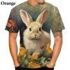 Cute Animal 3D Printing Rabbit Pattern Men's T-shirt Casual Funny Street Personality T-shirt