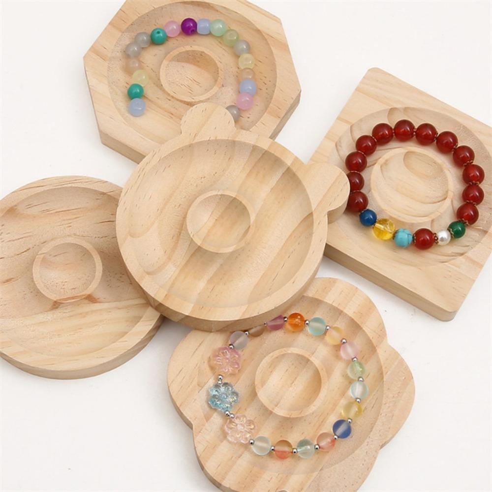 Crystal Bead Plate Solid Wood Bracelet Tray DIY Display of Bracelet Bead Plate for Jewelry Store Storage Handicraft Display Rack