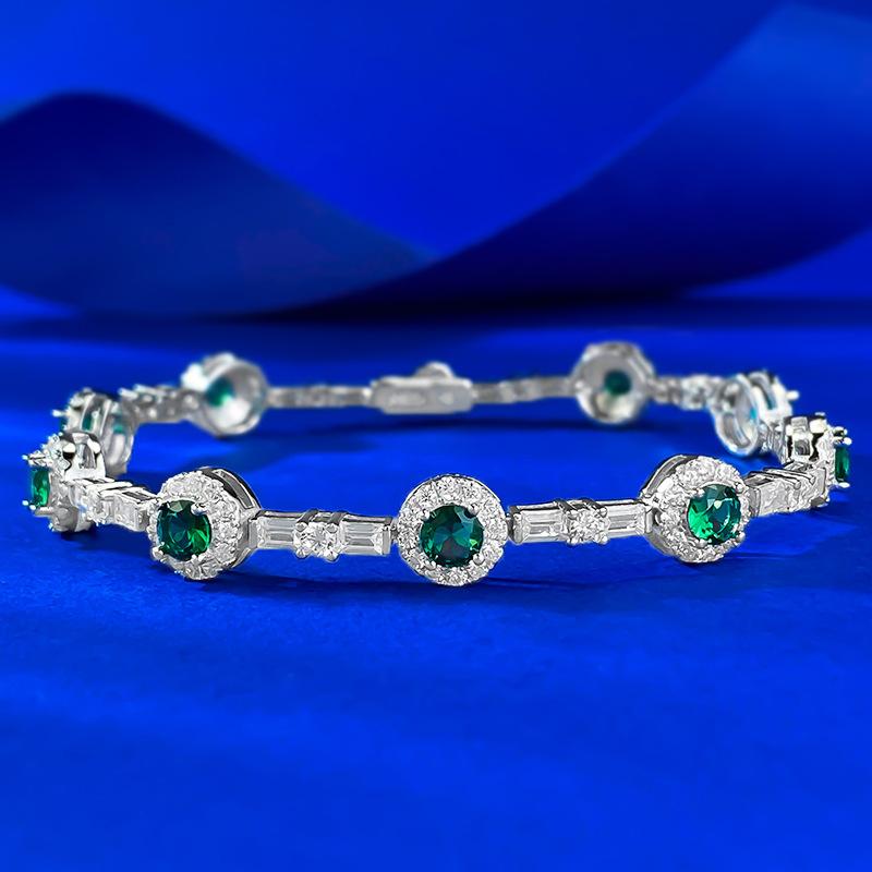 New S925 Silver Green Fairy Bracelet for Daily Classic Fashion Versatile High End Wedding Jewelry