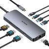 USB-C Док-станция MOKiN 3-экранный вывод Поддержка трех мониторов HDMI x2 Совместимость с 4K DisplayPort LAN 100W PD Зарядка USB A/C 3.0 Порты Мульти-хаб T