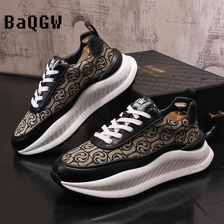 Модные кожаные повседневные туфли на плоской платформе с увеличенным размером, мужские спортивные туфли на шнуровке, массивные кроссовки, высококачественная модная мужская дизайнерская обувь