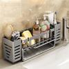 Stainless Steel Kitchen Sink Storage Rack Space Saving Built-in Sponge Rack And Drainage Basket For Kitchen Cleaning And Storage