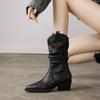 Мода НОВЫЕ Осенние Женские Ботинки Острый Носок Массивный Каблук Обувь Спилок Обувь для Женщин Повседневные Слипоны Короткие Ботинки Вестерн Ботинки