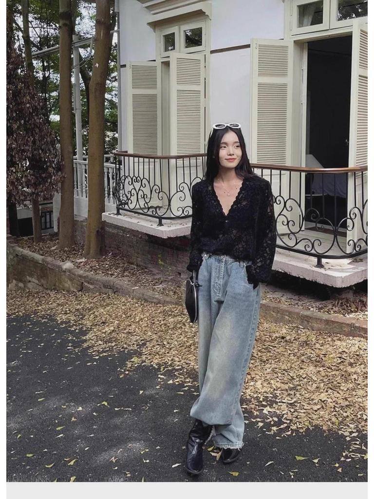 Women's 2024 Early Autumn Long-Sleeve Slim Lace Top