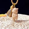 Плетеный веревочный брелок с резной деревянной кошкой, мультяшное животное, резной брелок с кошкой, для девочки/мальчика