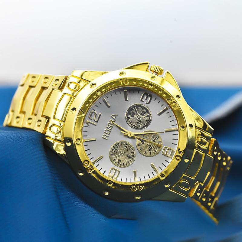 Мужские деловые часы Модные стальные ремешки Мужские и женские Роскошные Золотые Повседневные Парные часы Циферблат с тремя стрелками Наручные часы