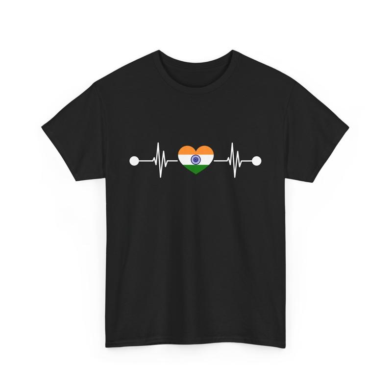 Patriotic Indian Pride India Flag Heartbeat T Shirt