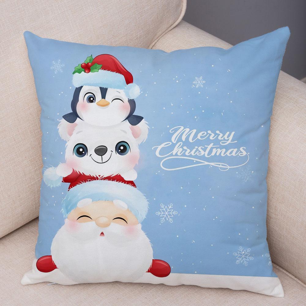 С Рождеством мультфильм Санта-Клаус Пингвин с принтом оленя наволочка для дома, гостиной, украшения дивана, наволочка 45x45 см
