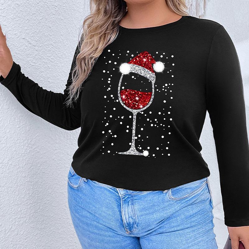 Spring Autumn Women's Blouse Plus Size Christmas Comfortable Casual Long Sleeve Top