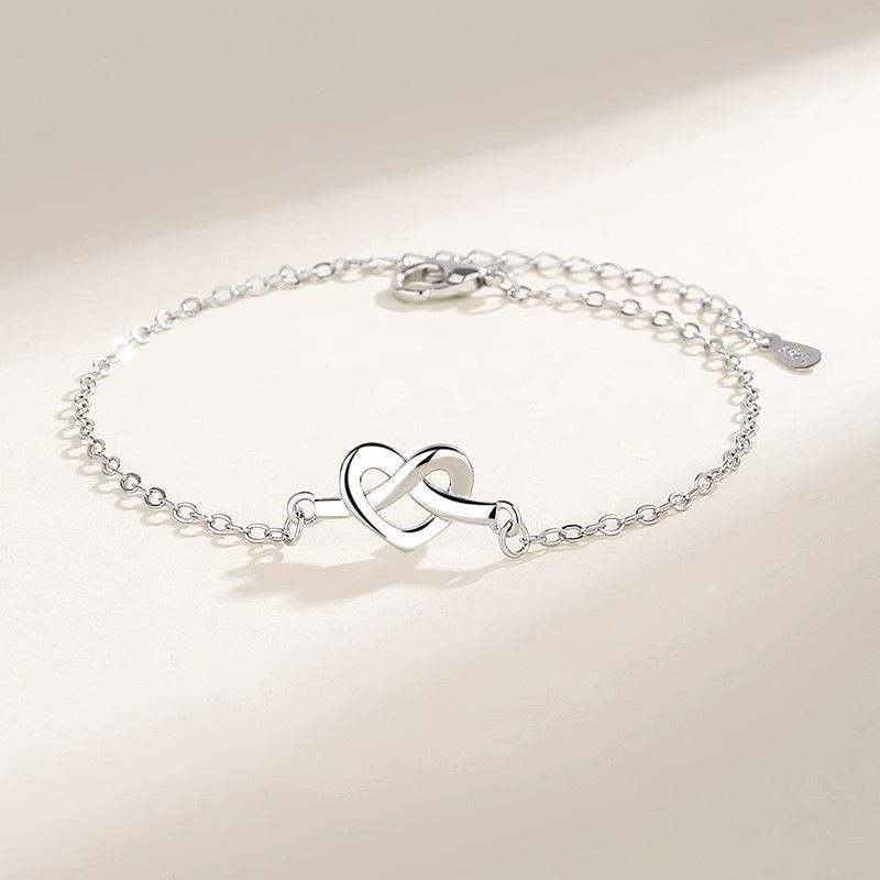 Парный браслет-узел для женщин и мужчин из стерлингового серебра S925, простой цепочный узел, браслеты для влюбленных для девушки и парня, ЧИСТАЯ ЛЮБОВЬ
