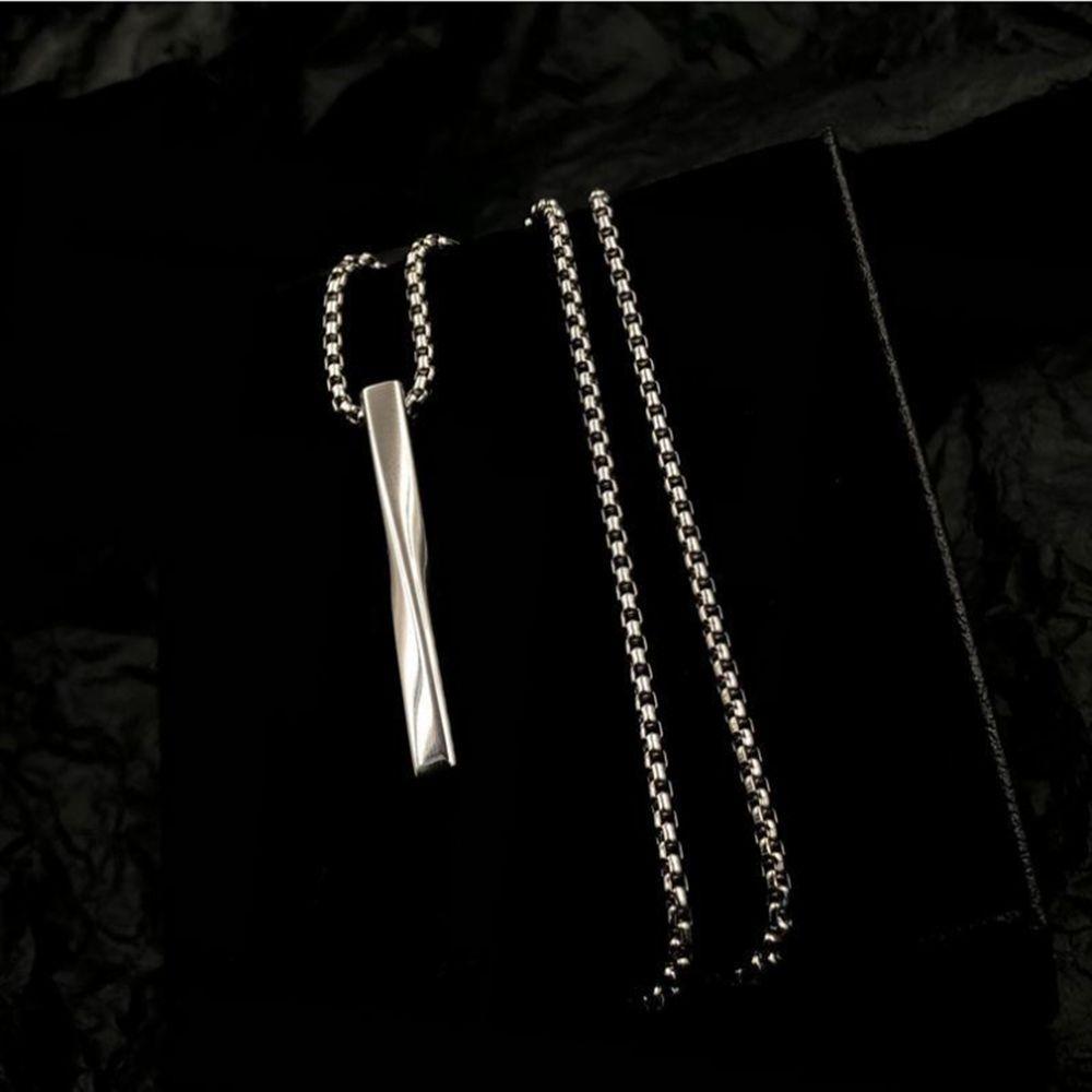 Men Women Personality Alloy Vertical Bar Straight Necklace Pendant Necklaces Chain Jewelry