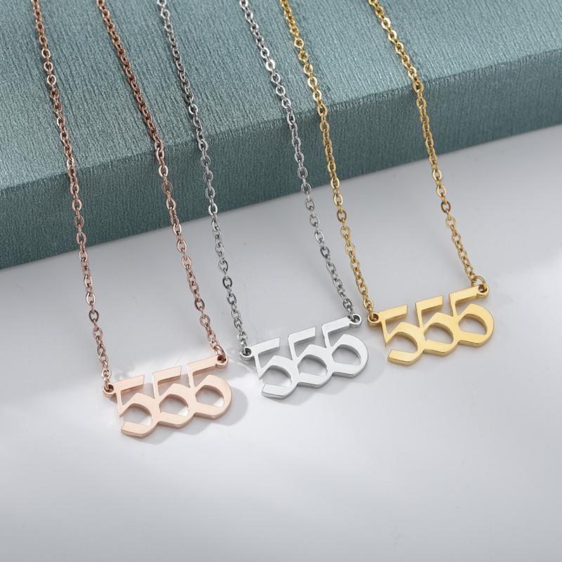 Angel Number Necklaces For Women 111 222 333 555 666 777 888 999 444 Devil Necklace Stainless Steel Pendant Men Bff Goth Jewelry